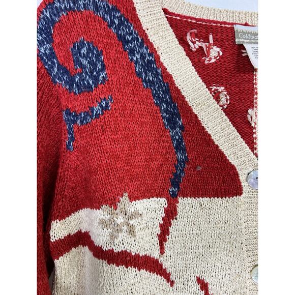 VTG Coldwater Creek Flight Of Heart Cardigan Sweater Sz S Cottagecore Grandma - Picture 4 of 11